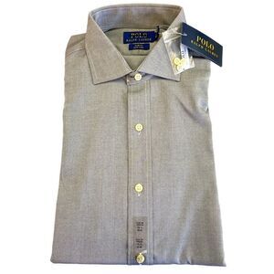 Polo Ralph Lauren gray weave slim fit, easy care  dress shirt. NEW Retail $79.99